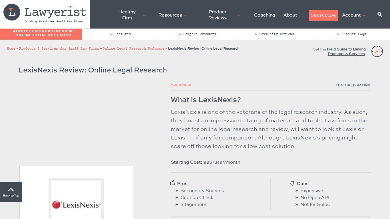 LexisNexis Review: Cost, Features, Pros & Cons (2023) | Lawyerist